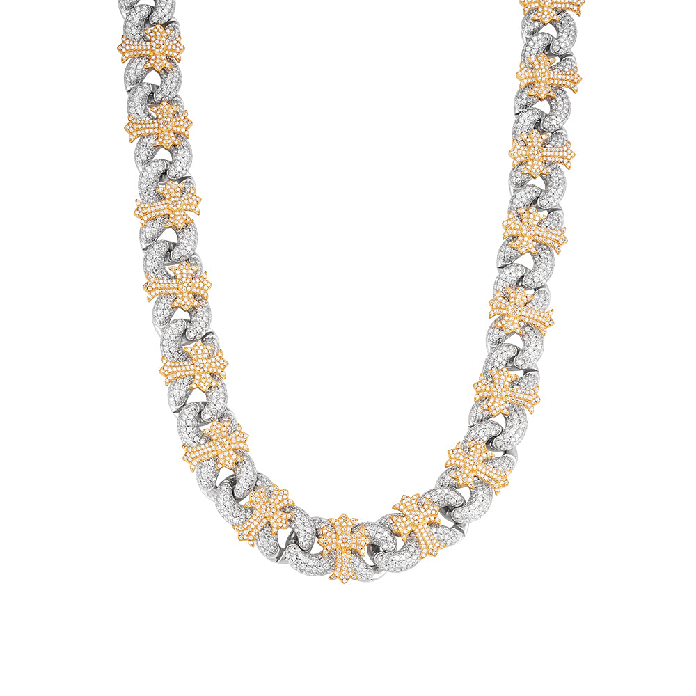 925 Chrome Heart Moissanite Chain 15mm Gold